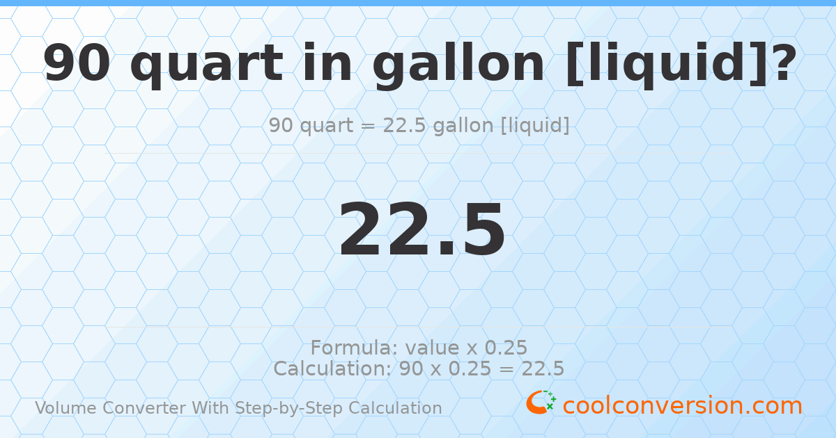 90 quarts = 22.5 gallons [liquid]